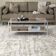 preview thumbnail 6 of 33, Hera 45'' Wide Rectangular Coffee Table with Mirror Shelf Satin Nickel