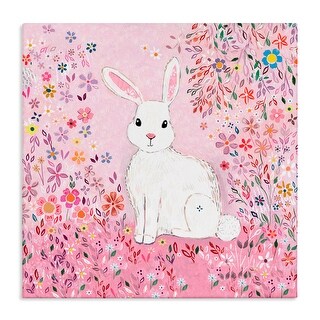 Stupell Playful Flopsy Floral Rabbit Canvas Wall Art Design by Clare ...