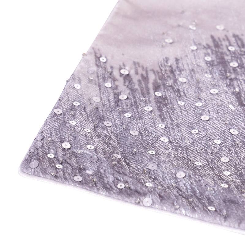 Handwoven Abstract Sequined Outdoor Lumbar Pillow Cover - 24" - Purple and Silver