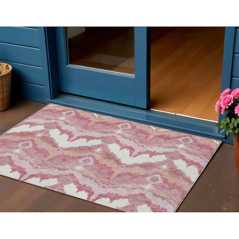 HomeRoots Ikat Transitional Rectangle Outdoor Rug - 3' x 5'