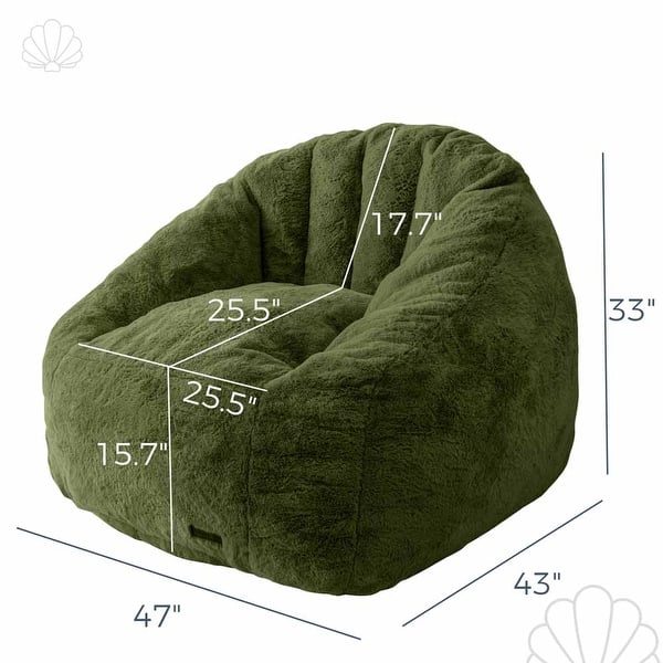 dimension image slide 2 of 6, Giant Bean Bag Chair,Shell-Shaped Oversized Bean Bag Chair with Fille