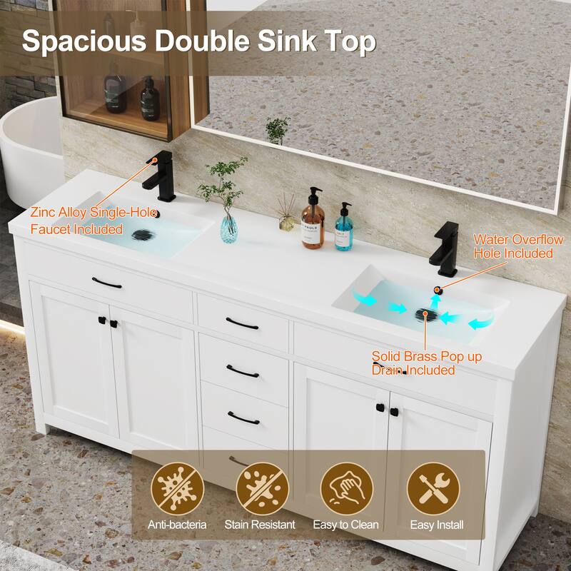 Modern Bathroom Vanity with Sink & Faucet Storage Cabinet Set