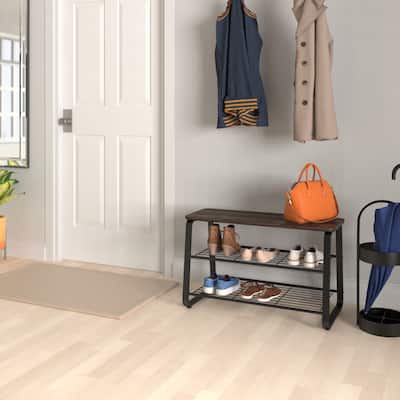 ClosetMaid Modern Walnut Metal Frame 2-Shelf Shoe Bench