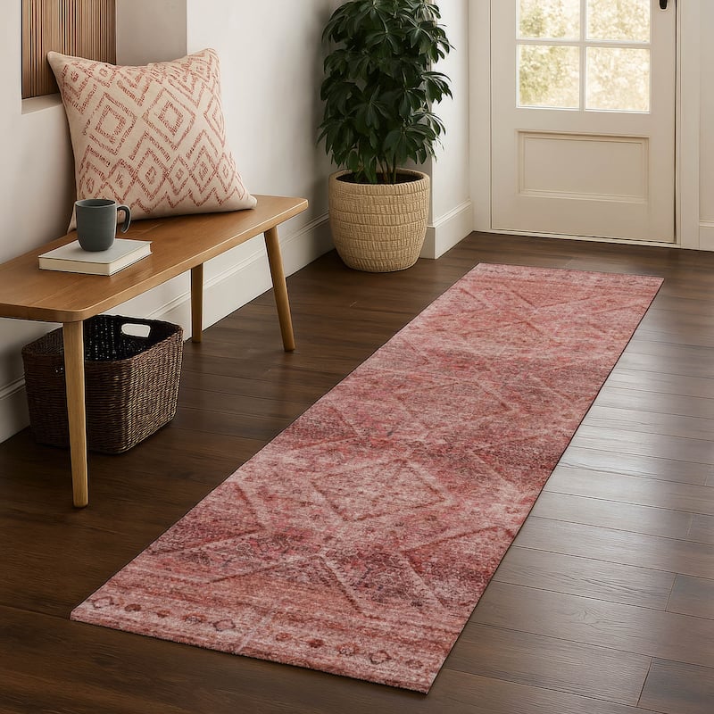 Premium Washable Super Soft Boho Moroccan Mayfield Rug - Pink - 2'3" x 7'6"