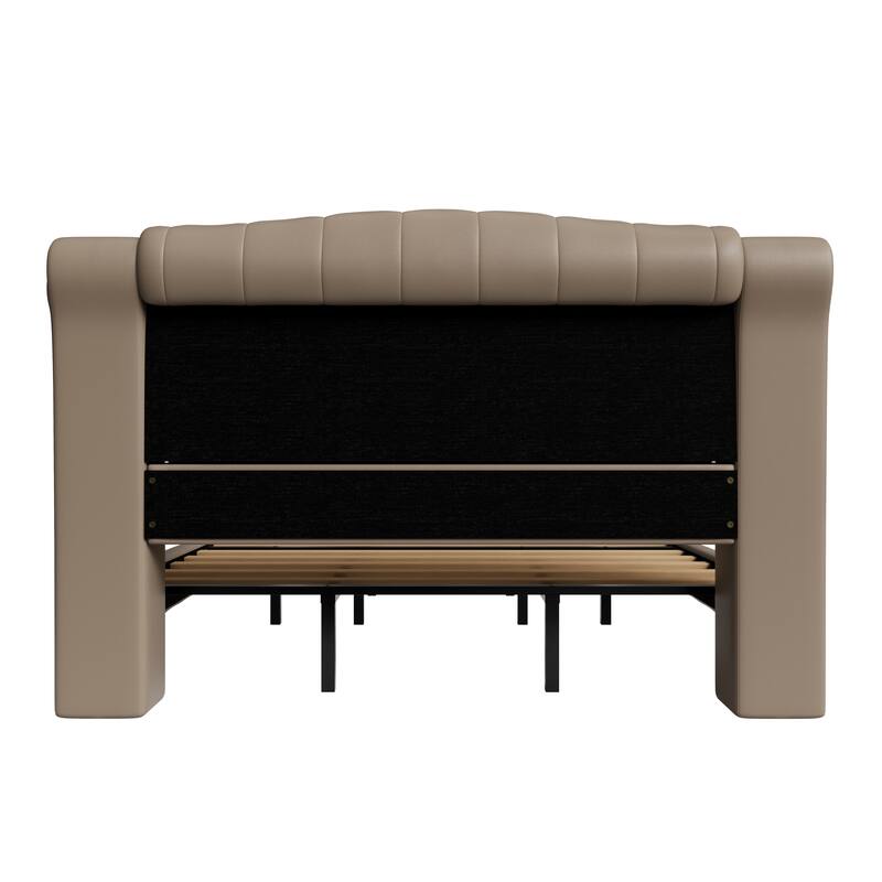 Christopher Knight Home - Modern Upholstered Platform Bed with Wood & Metal Frame - with 44.5" Tall Button-Tufted Headboard