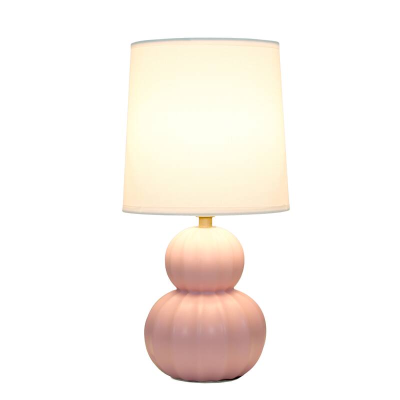Double Gourd Ceramic Table Lamp with Fabric Shade - 6 x 6 x 13 in. (L x W x H)