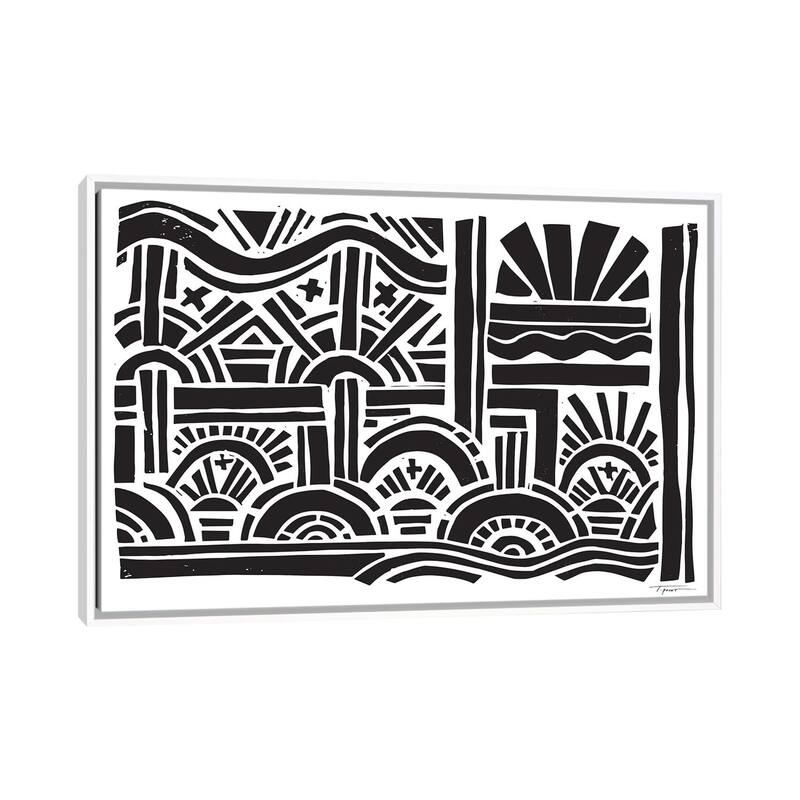 iCanvas "Geometric Sunburst" by Statement Goods Framed Canvas Print - White - 32x48
