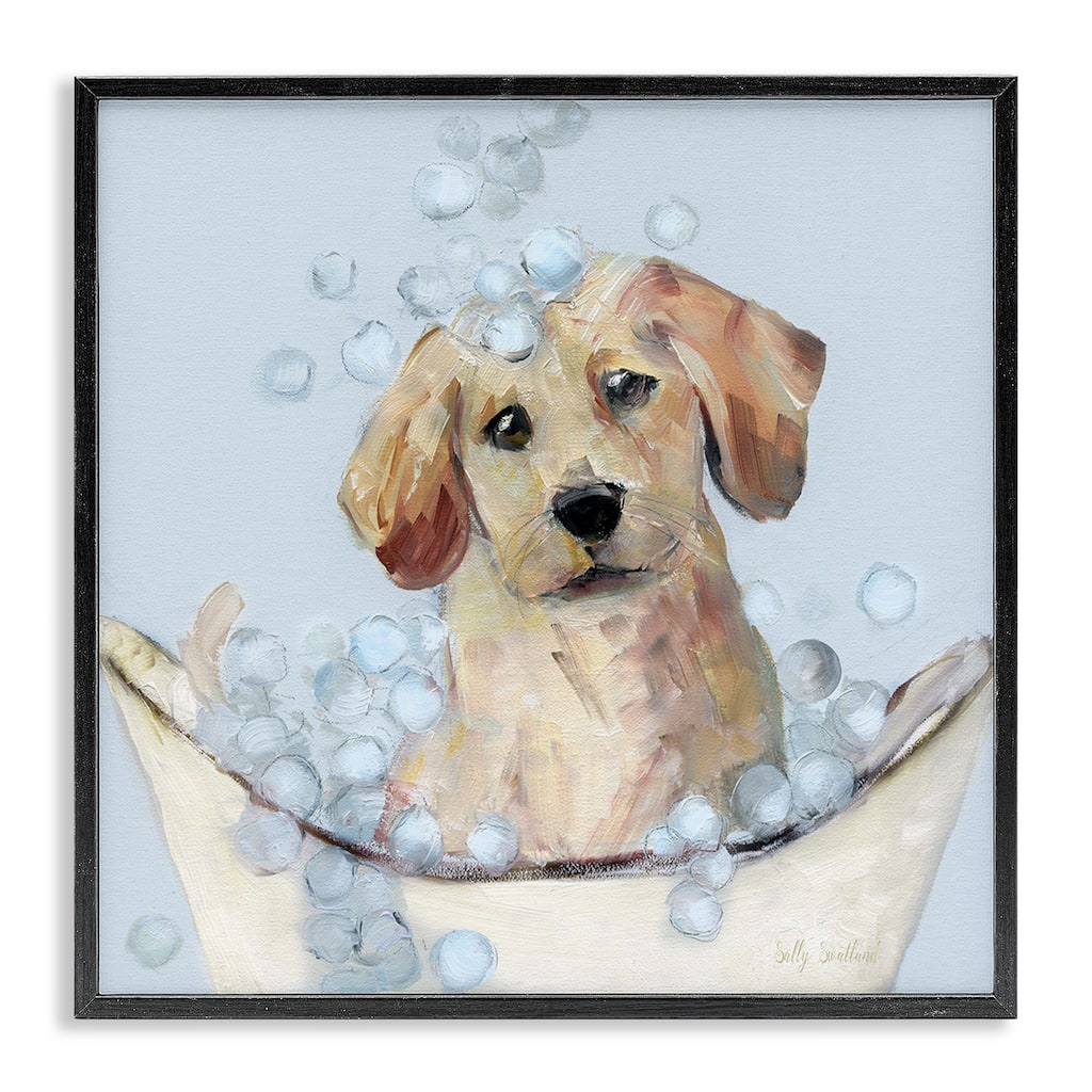 Stupell Bubble Bath Lab Puppy Framed Giclee Art Design By Sally Swatland