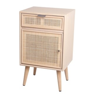 1 Door and 1 Drawer Wooden Accent Chest with Mesh Pattern Front,Light ...