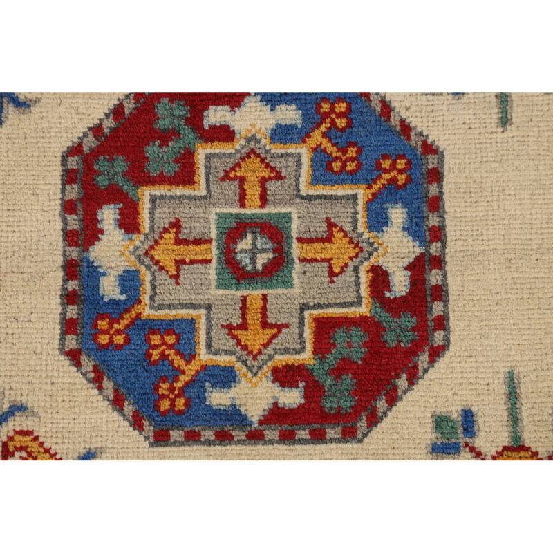 Geometric Kazak Oriental Area Rug Handmade Wool Carpet - 6'5" x 9'8"