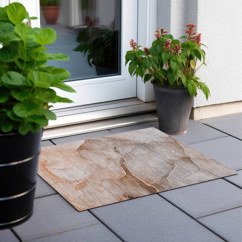 Pane Artistic Abstract Weather Resistant Classic Meets Modern Outdoor Rug