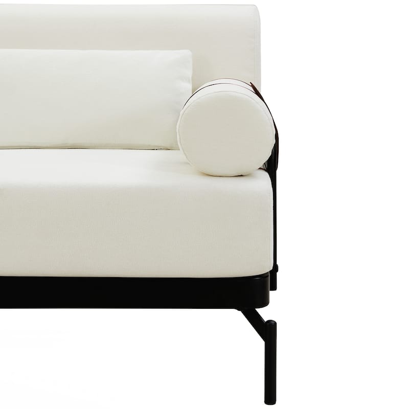 Modern Loveseat Sofa 59" Sofa Couch 2-Seater Sofa with Flexible USB Ports , Unique Cylindrical Armrests for Living Room