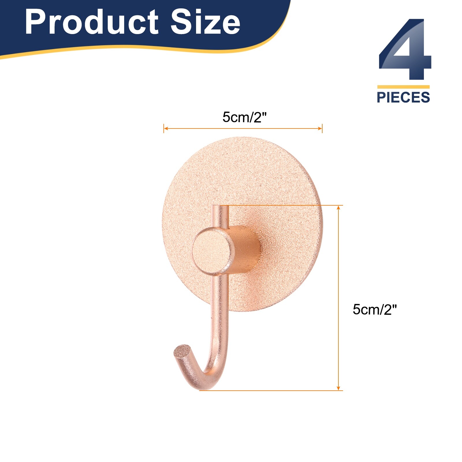 Self Adhesive Towel Hooks, Metal Round Bend Sticky Hooks for Home - 4pcs