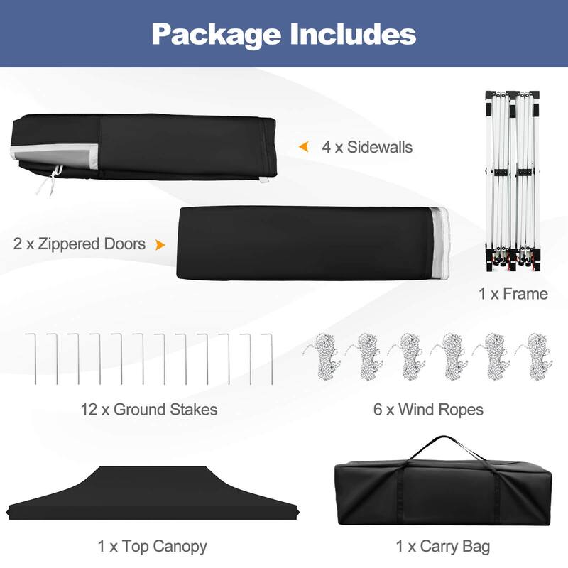 Costway 10 x 20 FT Pop up Canopy Outdoor Canopy Tent with 6 Sidewalls