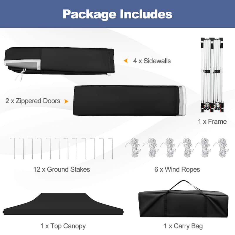 Costway 10 x 20FT Pop up Canopy Outdoor Canopy Tent with 6 Sidewalls - See Details