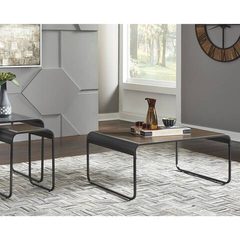 Larzeny Contemporary Brown/Black 3-Piece Occasional Table Set - 42"W x 28"D x 18"H