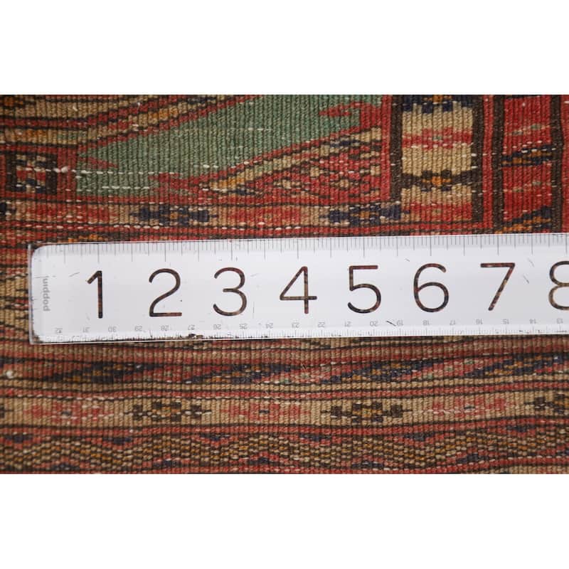 Hand Knotted Oriental 100% Wool Carpet Traditional Geometric Green Bokhara Area Rug - 4' 6'' X 3' 2''