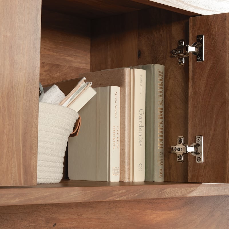 Wood Hutch with Concealed Storage, Brown - 65.95" W x 14.09" D x 42.21" H