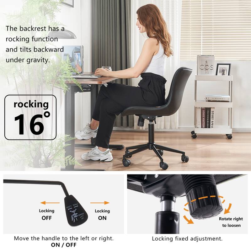Ergonomic Office Chair Swivel Armless Desk Chair with Wheels