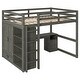 preview thumbnail 12 of 15, Full Size Loft Bed with Built-in Wardrobe, Desk, Storage Shelves and Drawers-Gray