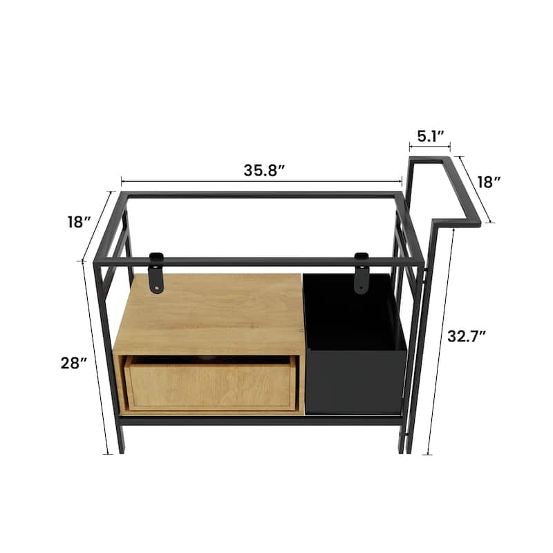 GDFStudio - Forte Industrial Modular Bathroom Vanity with Metal Frame and Flexible Storage Design - 36" Bathroom Vanity