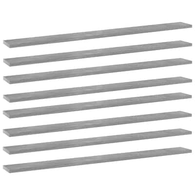 vidaXL Bookshelf Boards 8 pcs Concrete Gray 39.4"x3.9"x0.6" Chipboard