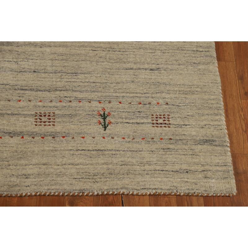 Hand Knotted Oriental 100% Wool Carpet Tribal Tribal Beige & Ivories Gabbeh Area Rug - 7' 10'' X 5' 1''