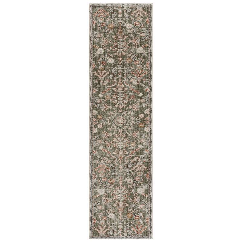 SAFAVIEH Grove Mall Floral Rug - 2'2" x 8' Runner - Green/Ivory