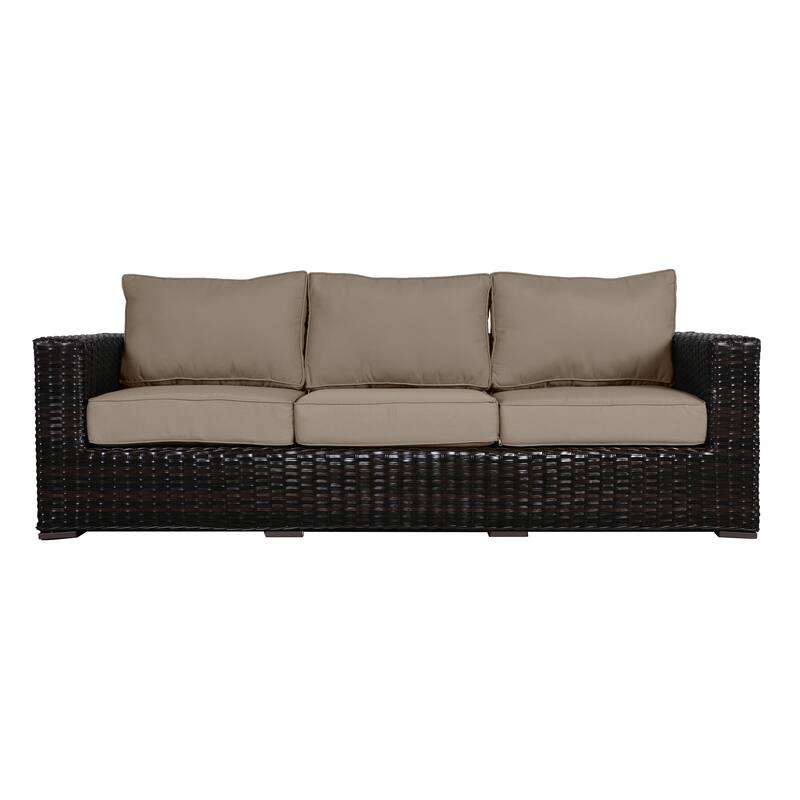 Teva Furniture Santa Monica Espresso Brown Frame Sofa with Cushions - Tan