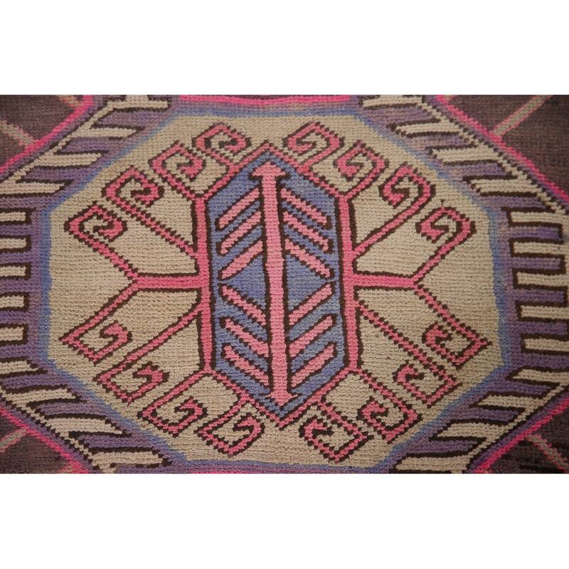 Meshkin Persian Vintage Runner Rug Handmade Wool Carpet - 3'4" x 10'0"