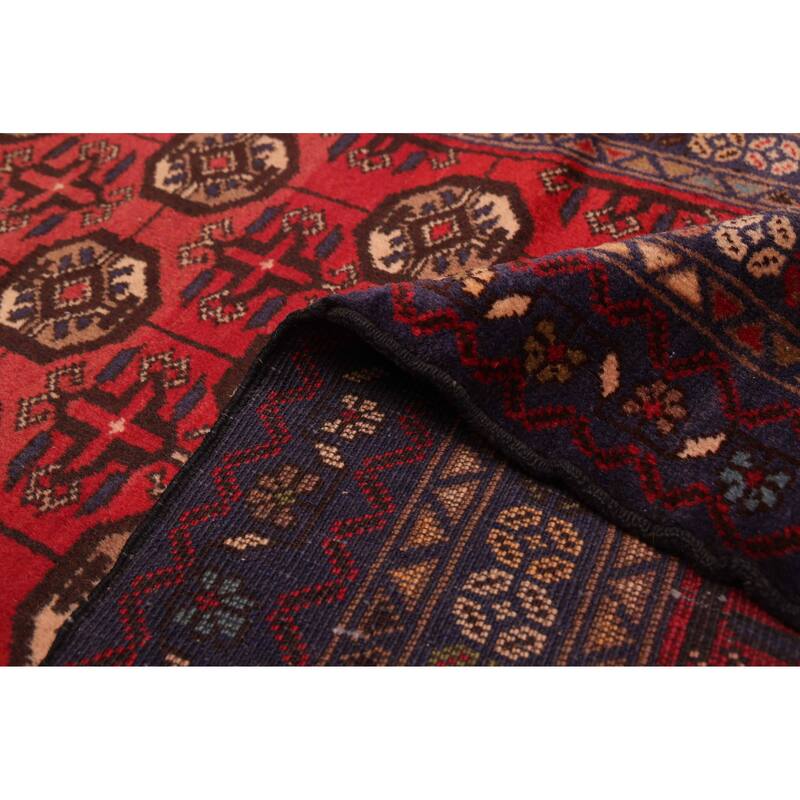 ECARPETGALLERY Hand-knotted Baluch Red Wool Rug - 2'11 x 8'10