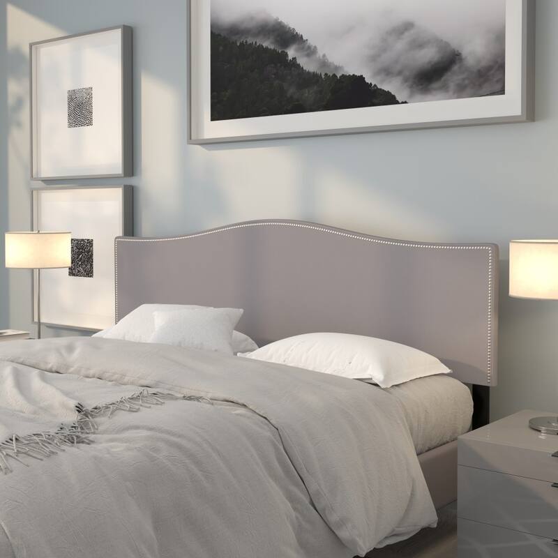 Arched Upholstered Headboard with Nailhead Trim