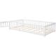 Twin/Full/Queen size Floor Platform Bed with Fence and Door for Kids, Toddlers