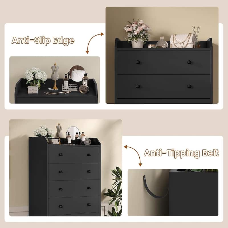 Tall 6 Drawer Dresser Dresser for Bedroom Vertical Dressers Chest of Drawers