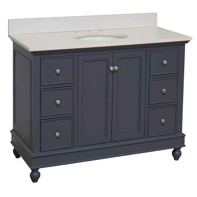 KitchenBathCollection Bella 48" Bathroom Vanity with Quartz Top