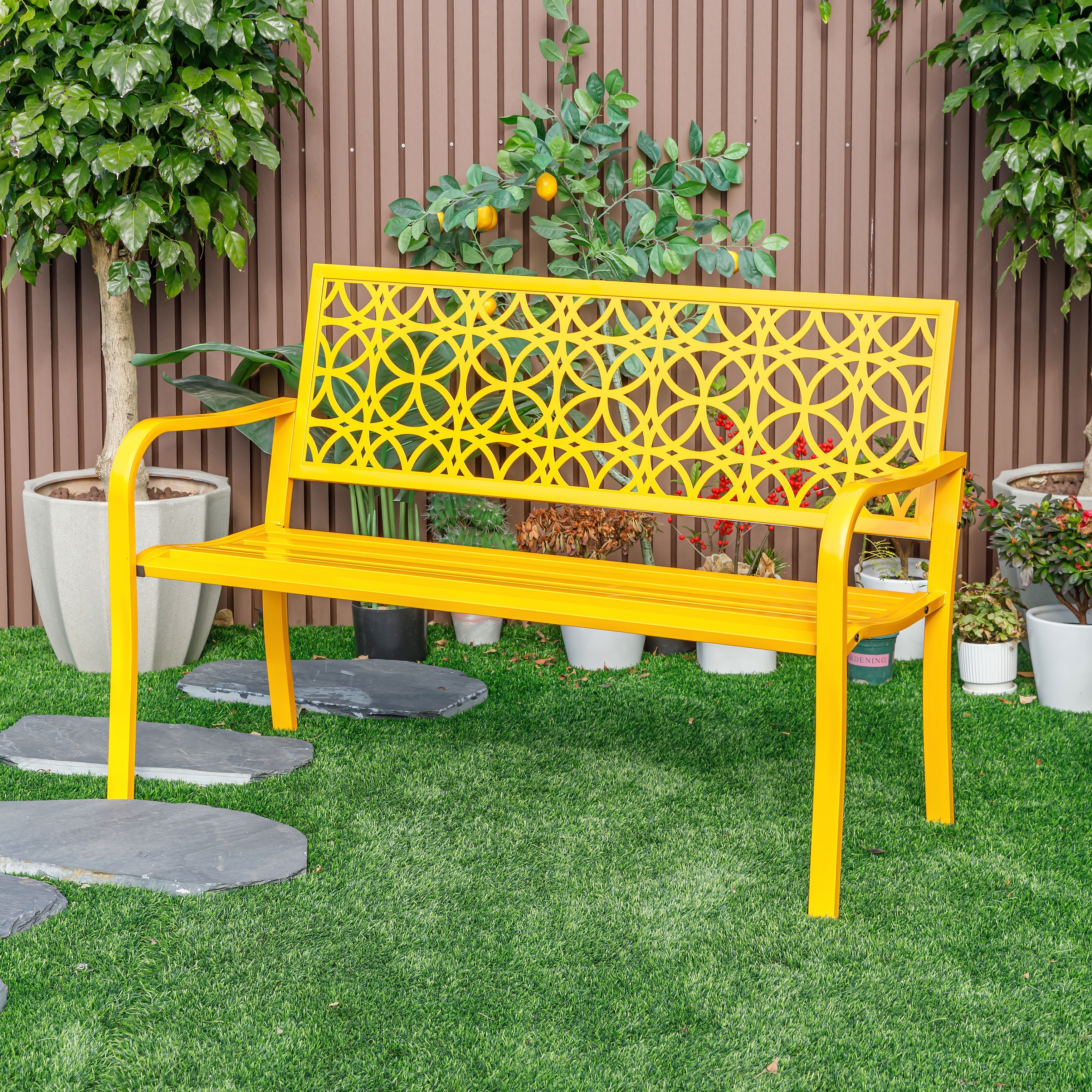 Yellow outdoor 2025 bench