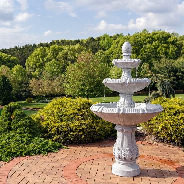 Sunnydaze 3-Tier Gothic Finial Outdoor Garden Water Fountain - 73