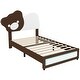 preview thumbnail 12 of 17, Upholstered Platform Bed With Bear Shaped Headboard, Led Light Strips