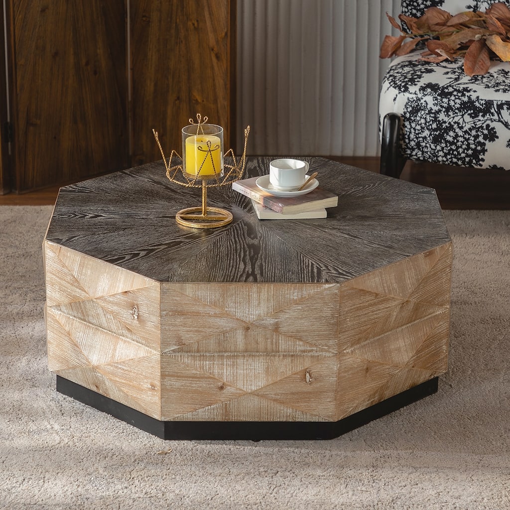 Solid Wood Octagon Coffee Table