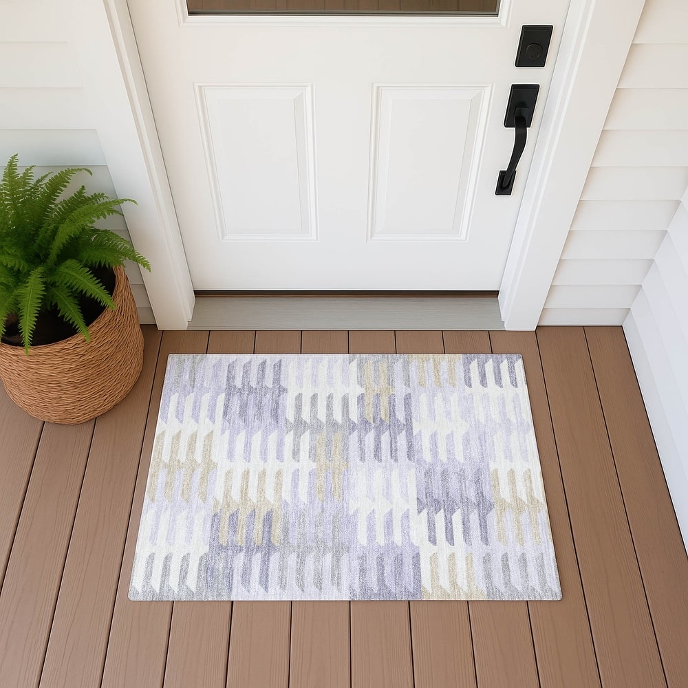 Machine Washable Indoor/ Outdoor Modern Stacks Chantille Rug