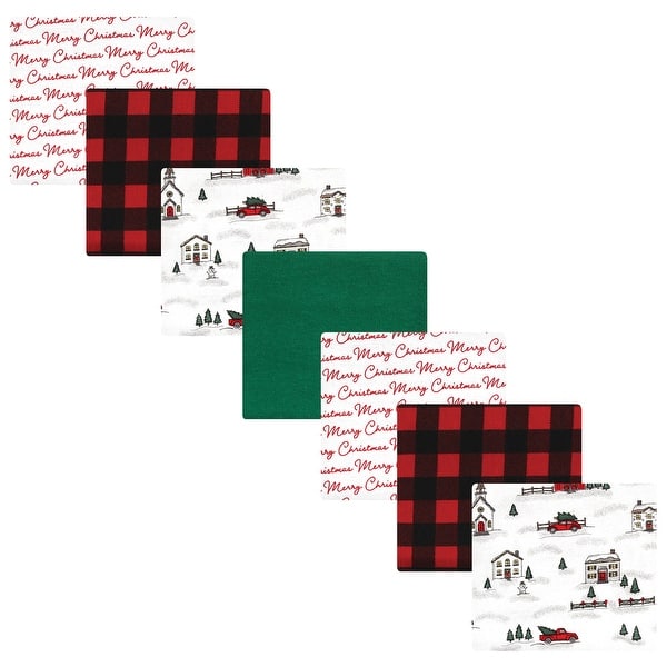 slide 1 of 1, Hudson Baby Unisex Baby Cotton Flannel Receiving Blankets Bundle, Christmas Scene, One Size - Christmas Scene - One Size One Size - Christmas Scene