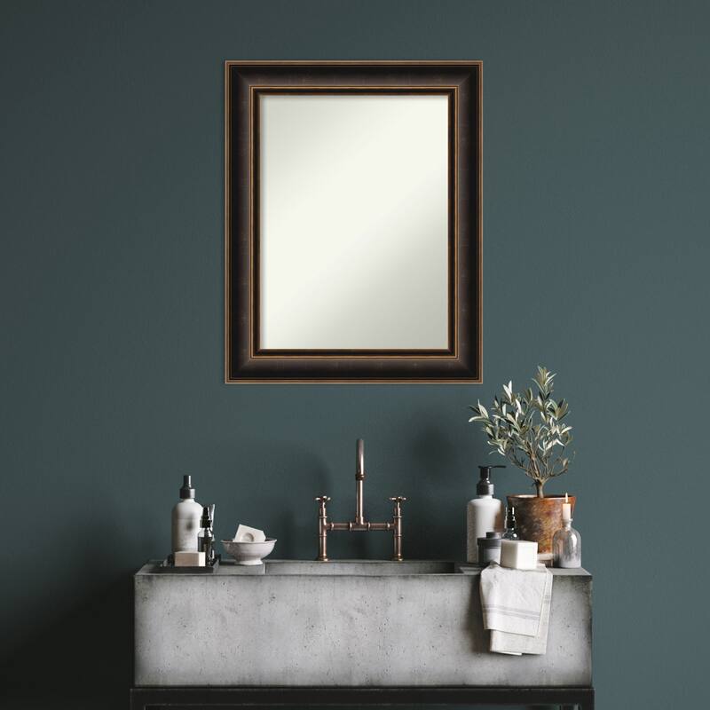 Villa Oil Rubbed Bronze Non-Beveled Wood Framed Bathroom Vanity Wall Mirror - Villa Oil Rubbed Bronze