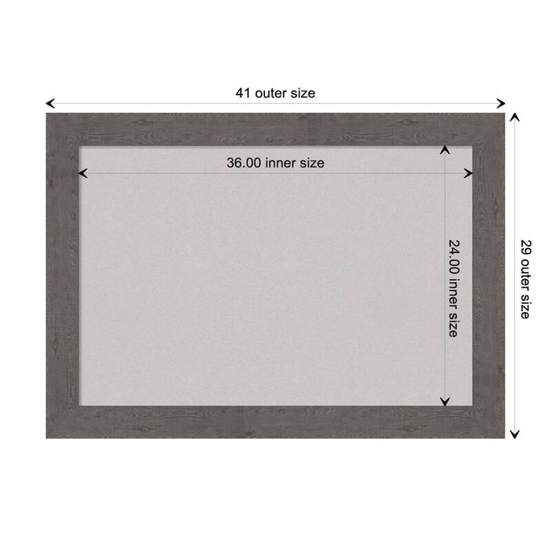 Rustic Plank Grey Framed Grey Corkboard Bulletin Board - Rustic Plank Grey - Board Size 36x24