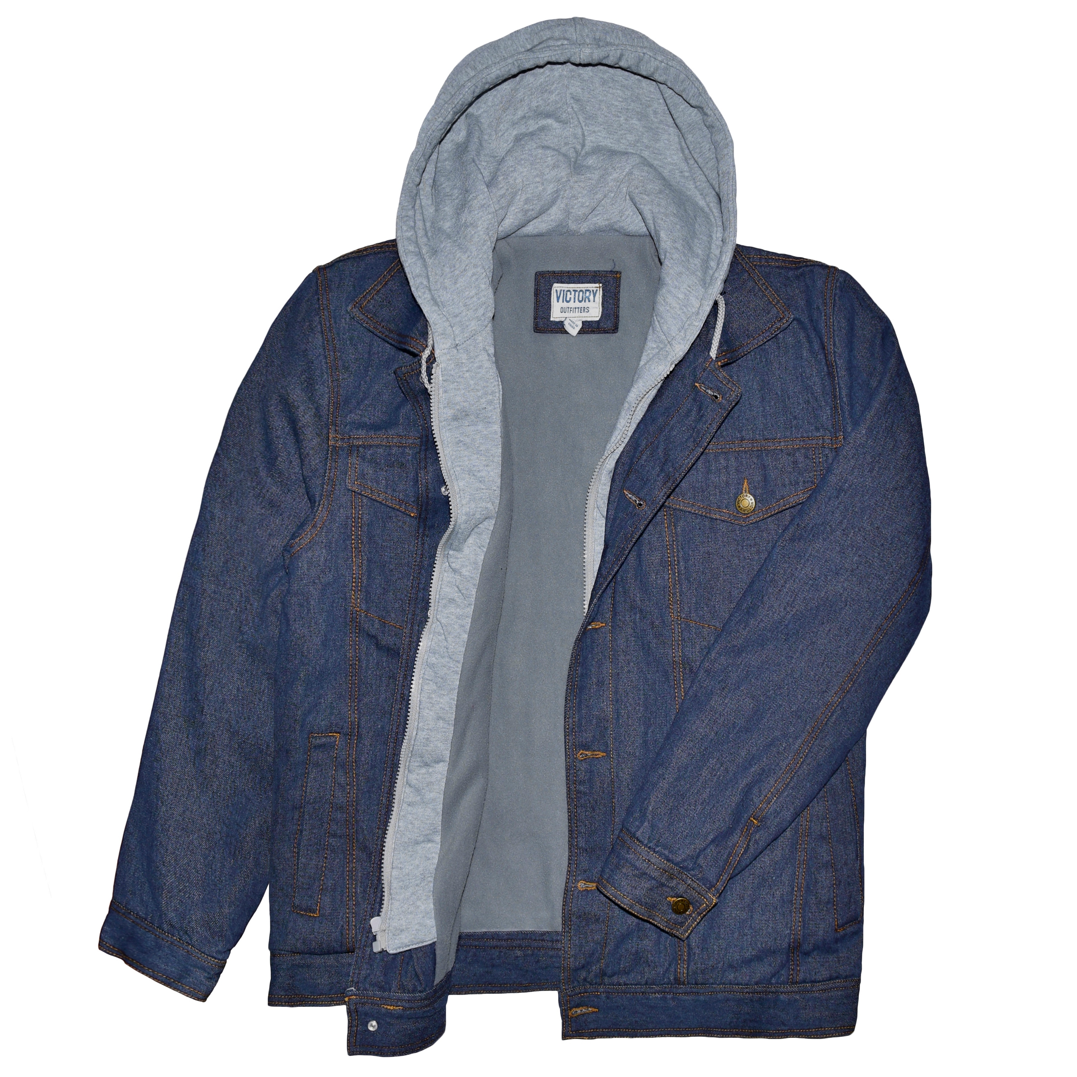 Men's Fleece Lined Hooded Denim Jacket 