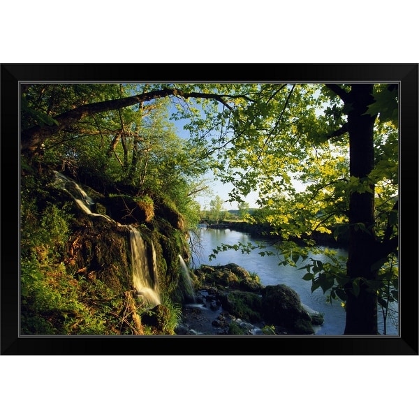 "Cliffs and trees along Malanaphy Springs, Malanaphy Springs State Preserve, Iowa" Black Framed Print