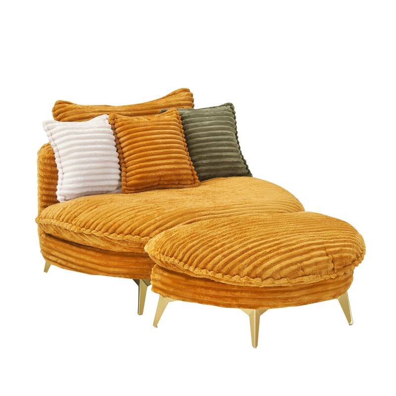 Comfortable Upholstered Armless Chair with Ottoman