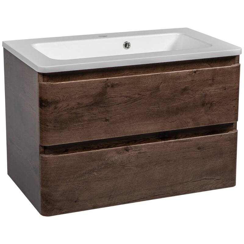 Wall-Mounted Bathroom Vanity with Washbasin Comfort Collection No Mirror - 40" - Rosewood