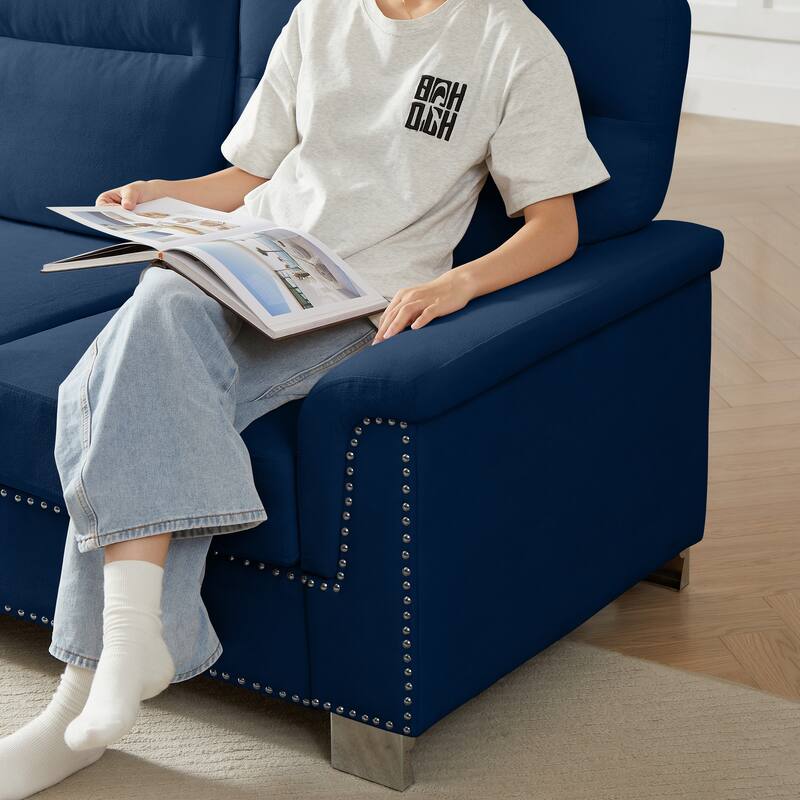 GDFStudio - Modern Snowfleece 3-Seater 82" Sofa with Rolled Arms