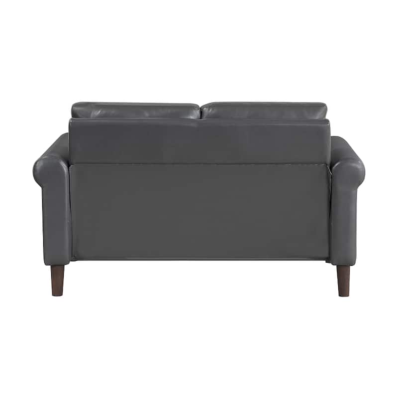 Fremont & Park Frances 57" Faux Leather Living Room Loveseat - Brown Finish Feet