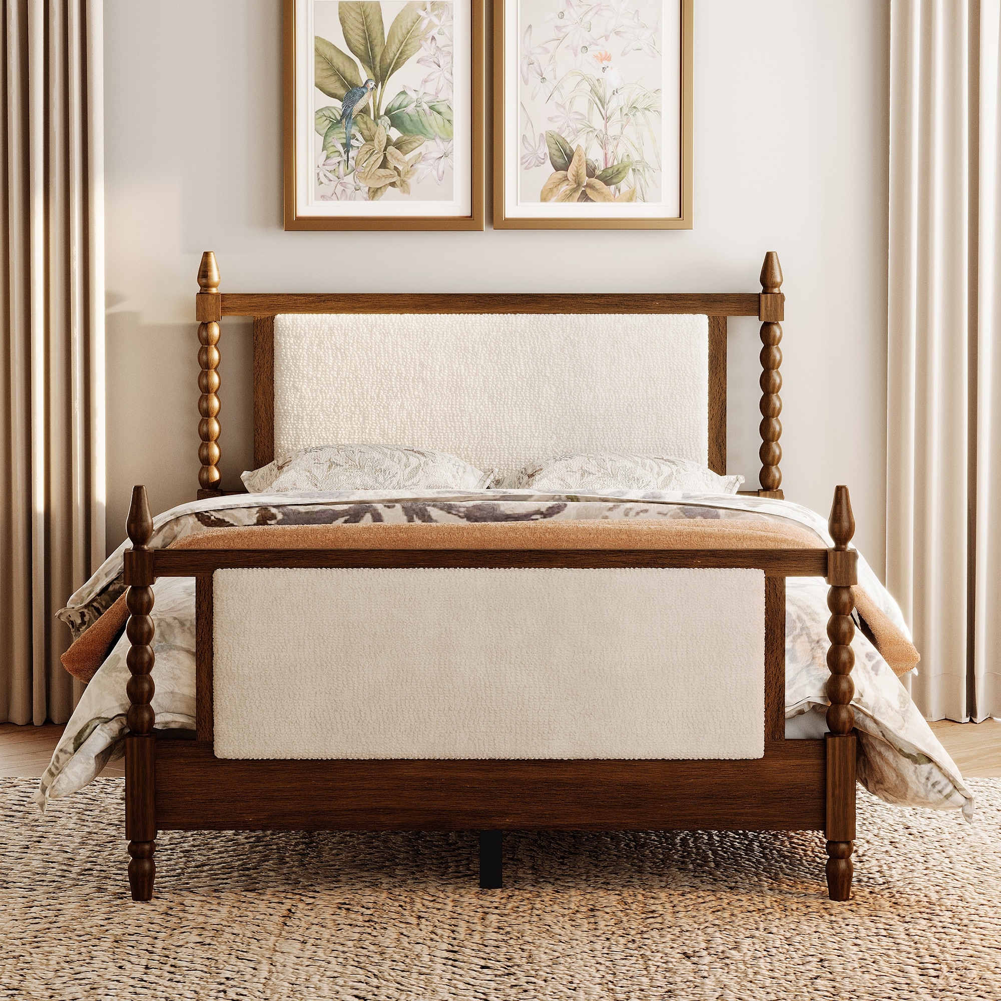 King of Vintage & Queen of Vintage4冊セット WAMPAT Vintage Queen Bed Frame undefined Solid Wood 4-Poster with